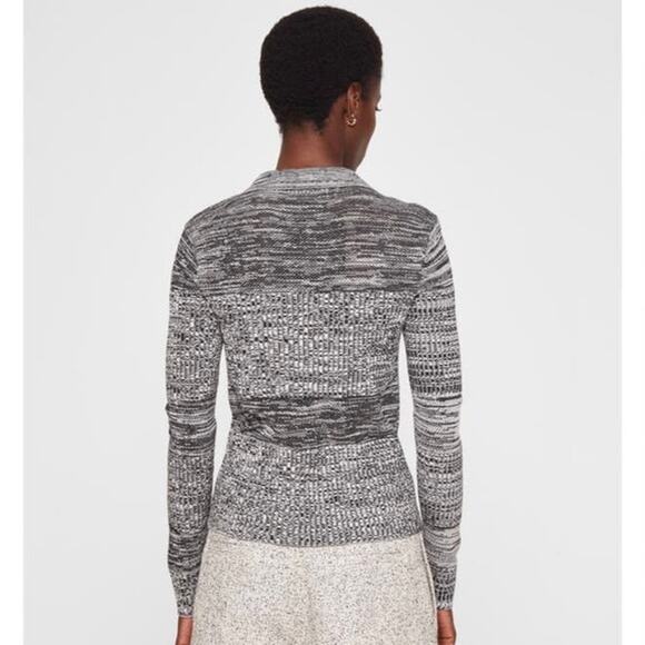 Club Monaco Mix Stitch Johnny Collar Sweater Black Womens Size Large - Picture 2 of 5